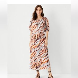 New! Ann Taylor Zebra Stripe Boatneck Midi dress